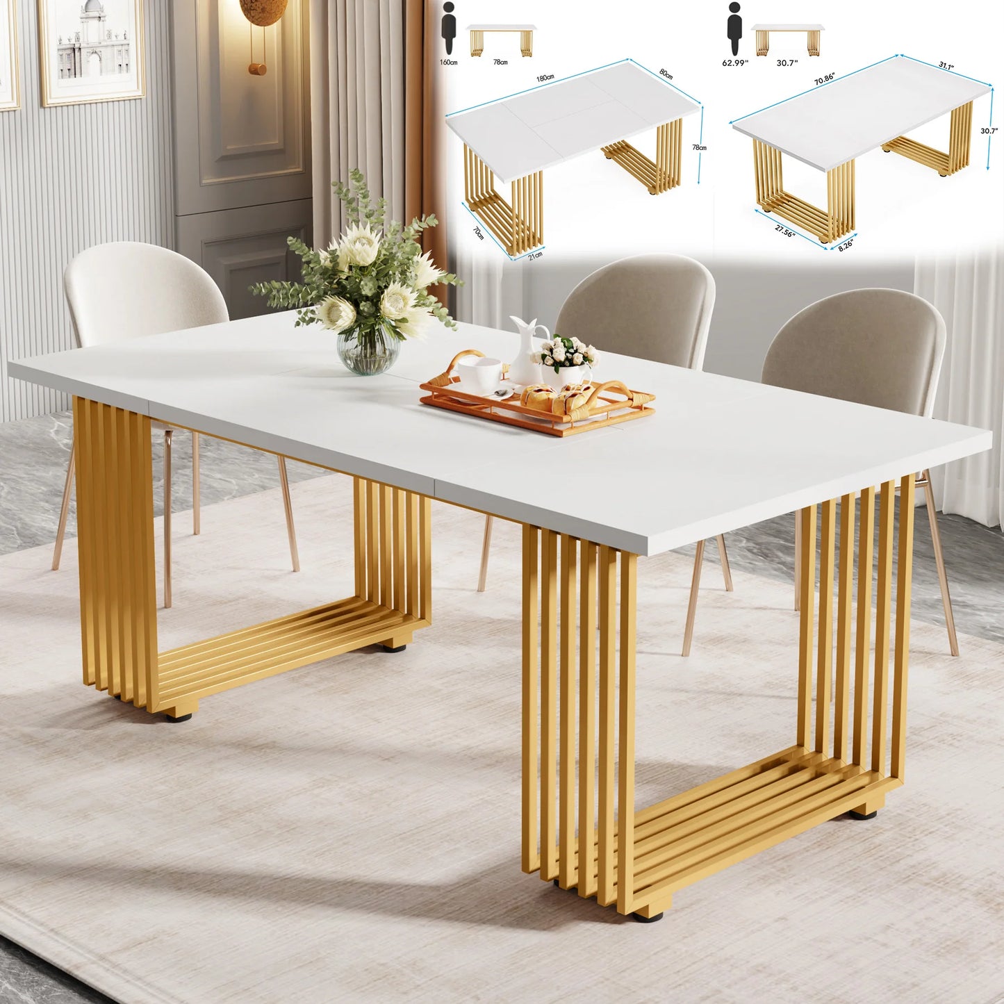 Tribesigns Modern Dining Table For 4 To 6 People Deluxe