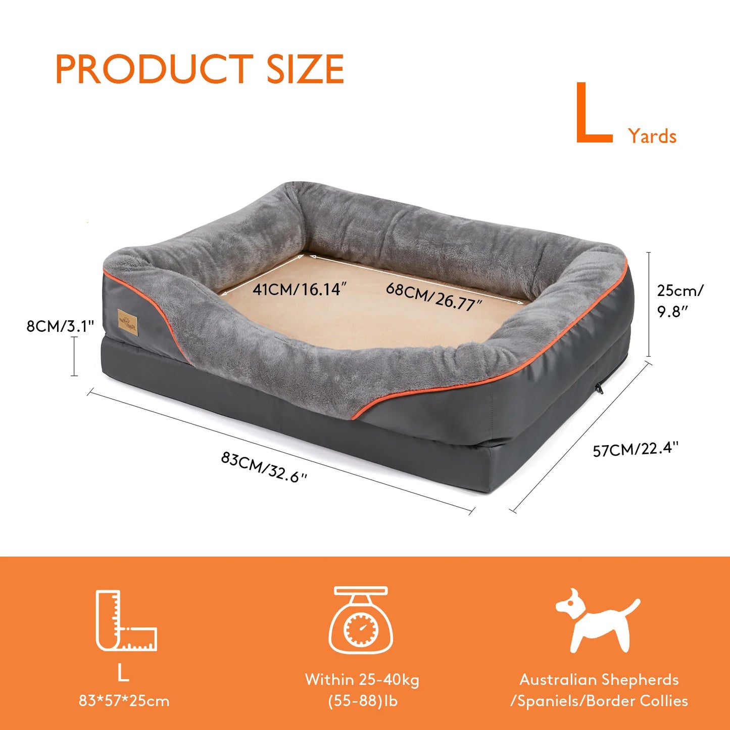 BINGOPAW Large Dog Bed With Removable Washable Cover Hypoallergenic