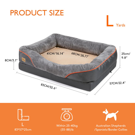 BINGOPAW Large Dog Bed With Removable Washable Cover Hypoallergenic