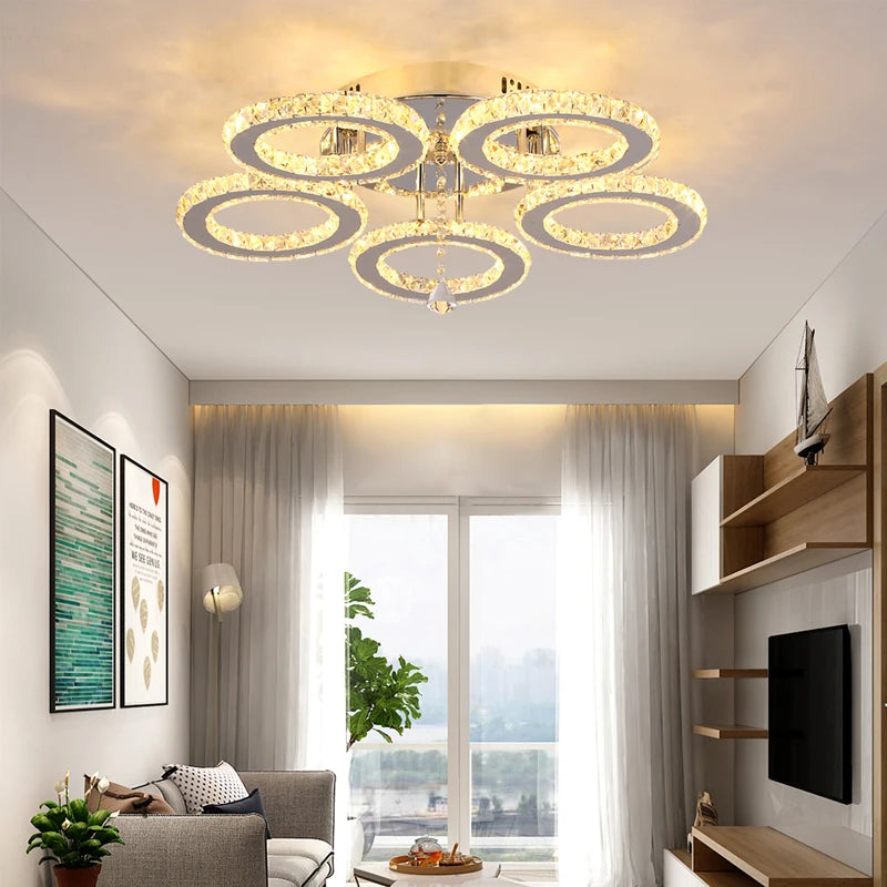 VETRULUS Modern Crystal Led Chandelier Ceiling Light